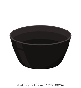 Black Bowl. Bowl on white background. bowl vector.