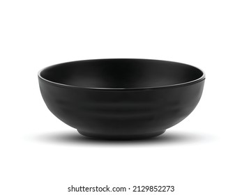 Black bowl vector. Ceramic bowl illustration.