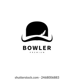 Black bowler hat icon logo design illustration 2