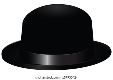 Black bowler hat, also known as a bob hat. Vector illustration.