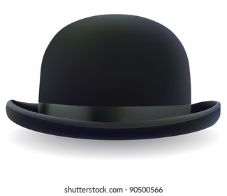 черная котелок шляпа на белом фоне