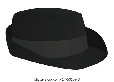 Black bowler hat. vector illustration