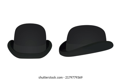 Black  bowler hat. vector illustration