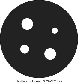 Black bowling ball icon features four white holes on a plain white background symbolizing bowling.