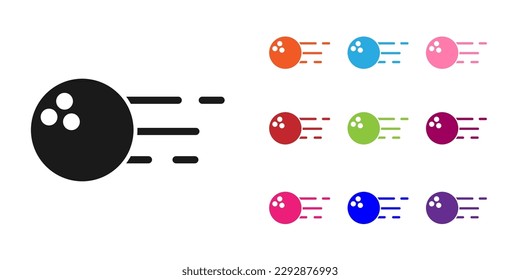 Black Bowling ball icon isolated on white background. Sport equipment. Set icons colorful. Vector