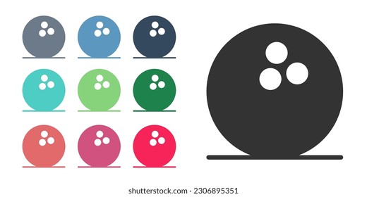Black Bowling ball icon isolated on white background. Sport equipment. Set icons colorful. Vector