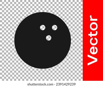 Black Bowling ball icon isolated on transparent background. Sport equipment.  Vector Illustration