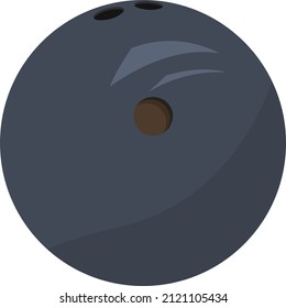 Black bowling ball, illustration, vector on a white background.