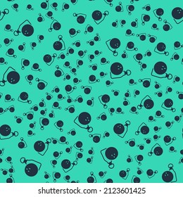 Black Bowling pin and ball icon isolated seamless pattern on green background. Sport equipment.  Vector