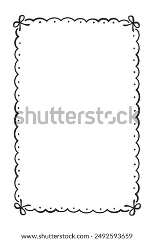 Black bows frame, Hand drawn ribbons border illustration.	
