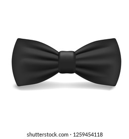 Black bowtie icon. Realistic illustration of black bowtie vector icon for web design
