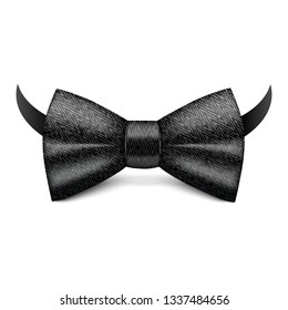 Black bowtie icon. Realistic illustration of black bowtie vector icon for web design isolated on white background