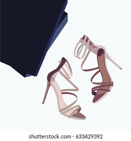 black box and beige shoes