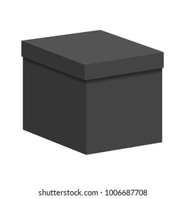 Black box with a closed lid on a white background. Vector illustration.