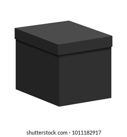 Black box with a closed lid on a white background. Vector illustration.