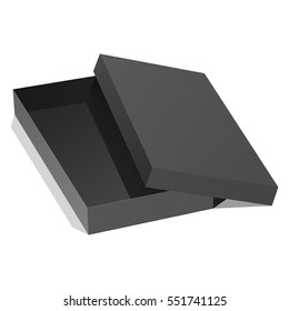 Black box with cover isolated on white background. Vector illustration.