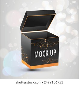 Black Box electric Gift box mockup vector a box that says look up on it