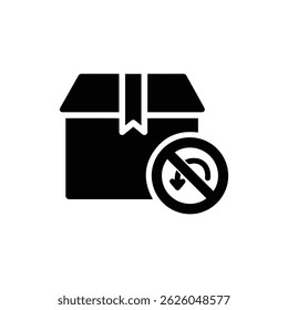 Black Box Icon with No Return Symbol