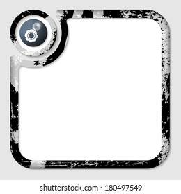 black box for inserting text with pattern and cogwheels
