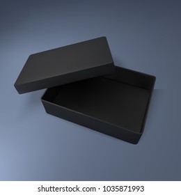 Black box mockup, open empty square container with rounded corners, elegant vector illustration