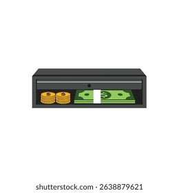 Black Box with Money and Coins Hidden Savings Financial Management Security