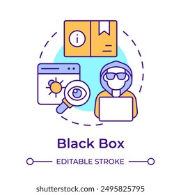 Black box multi color concept icon. Software testing method. Application security. Round shape line illustration. Abstract idea. Graphic design. Easy to use in infographic, presentation