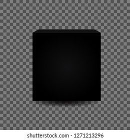 Black box on transparent background mock-up 