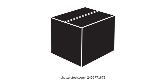 Black Box Package delivery cardboard carton packaging vector isolated.