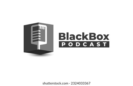 Black box podcast studio  modern logo vector design