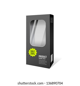 Black box products package design, vector illustration