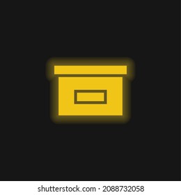 Black Box For Storage yellow glowing neon icon