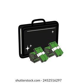 maleta de caja negra y Ilustración vectorial de dinero