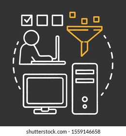 Black box testing chalk concept icon. Software development idea thin line illustration. Behavioral testing. Application program functions verification idea. Vector isolated chalkboard illustration