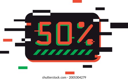 black box text with glitch effect - all numbers, percentage and dollar icon