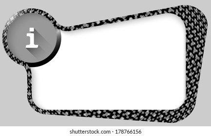 black box with texture of multiply squares and info sign
