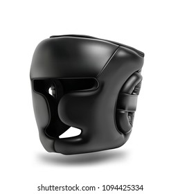Black boxer helmet on a white background. Vector illustration.