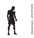 Black boxer silhouette template isolated on white background. Boxer flat vector illustration isolated on white background