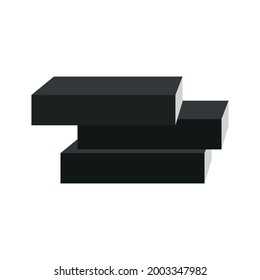 Black boxes in a row. Vector illustration.
