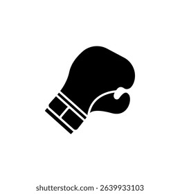 Black boxing glove icon, isolated on white background.