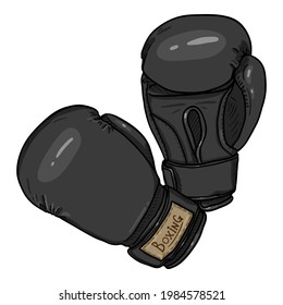 Black Boxing Gloves. Vector Cartoon Illustration
