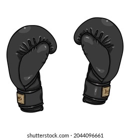 Black Boxing Gloves. Vector Cartoon Illustration