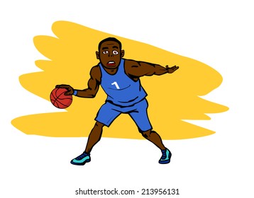 Black Boy Basketball Player Dribbling Stock Vector (Royalty Free ...