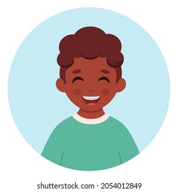 Black Boy With Braces On Teeth. Dental Care. Vector Illustration