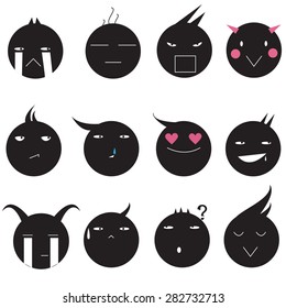 Black boy Emoticon set