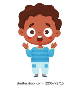 Black boy emotion. Fear and scream. Vector illustration in cartoon style

