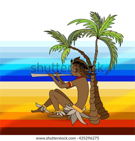 Black boy playing the flute