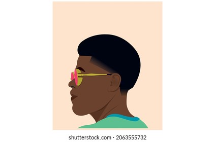 Black Boy Portrait minimalist illustration, vector design eps 10