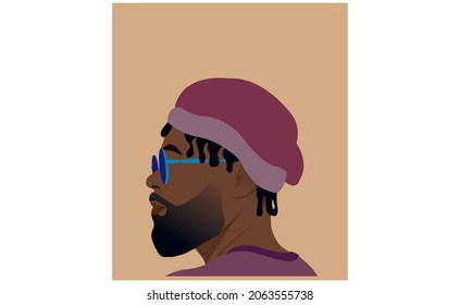 Black Boy Portrait minimalist illustration, vector design eps 10