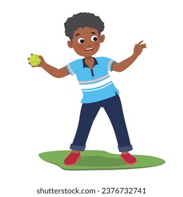 Black boy throwing ball illustration