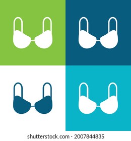 Black Bra Flat four color minimal icon set